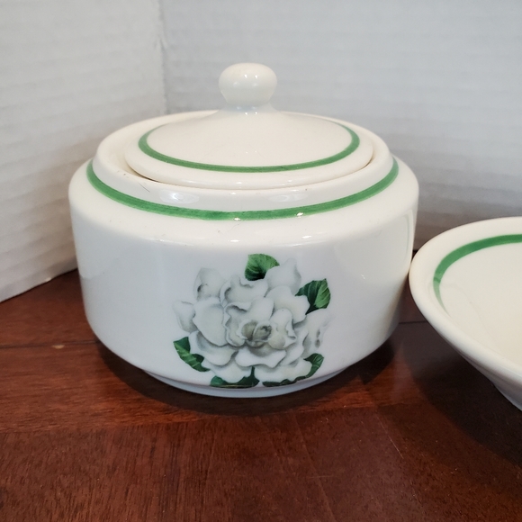 Vintage 1950s Whitfield (White Body) by Syracuse Creamer, Sugar & Butter Set - Picture 2 of 14